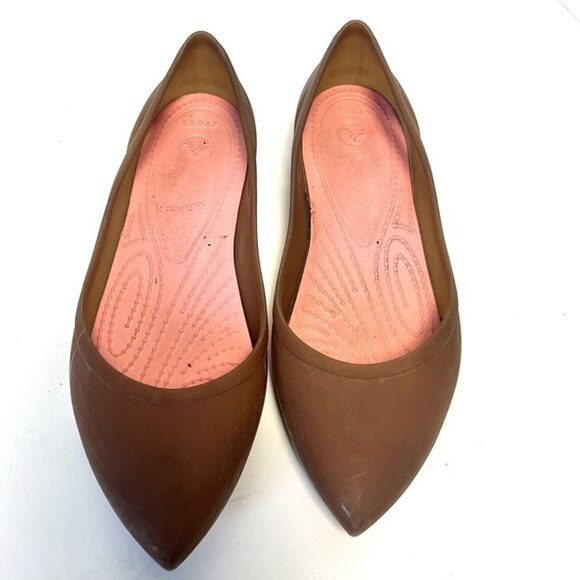 CROCS Rio Pointed Toe Jelly Slip On Flats Comfort Shoes Womens 8 Ballet Shoes - Picture 3 of 12